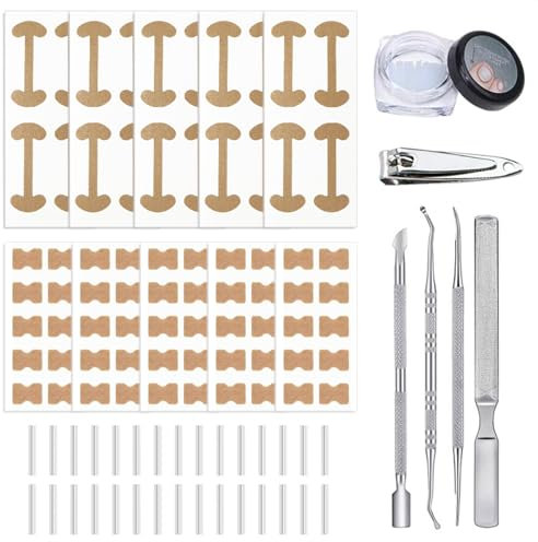 vaolmlop Juego de herramientas de uñas encarnadas,CorreccióN de Uñas Los Pies 105 piezas,Kit de Corrección de Uñas Encarnadas,Corrección de Uñas Encarnadas,Corrección de Uñas de Los Pies