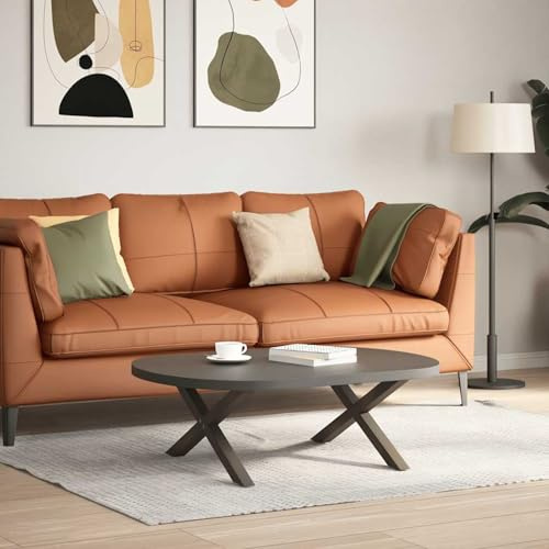 Gecheer Pieds de Table Basse en Métal - Design X Robuste et Pratique, Ajustables, Couleur Acier Naturel - Convient pour Plateau de 70 cm