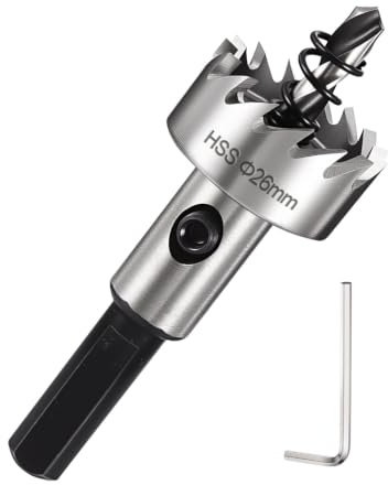 DTGN 1-1/32 Hole Saw 26mm 4341 High Speed Steel Hole Cutter Silver | Cutting Tool Good for Thin Metal/PVC/Acrylic/Plastic/Wood Board