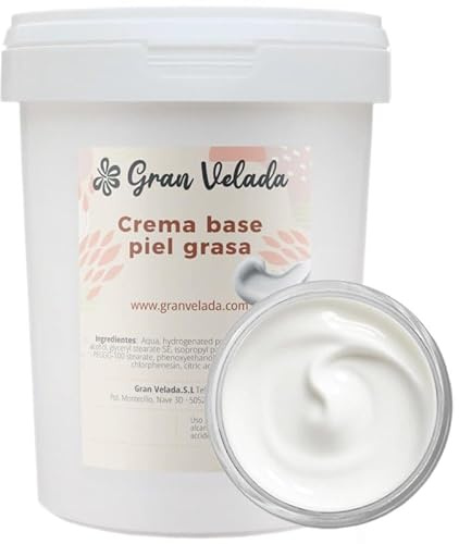 Gran Velada - Crema base pelle grassa 1000 cc | Base idratante viso | Emulsione O/W personalizzabile | Vegan | Senza silicone e parabeni
