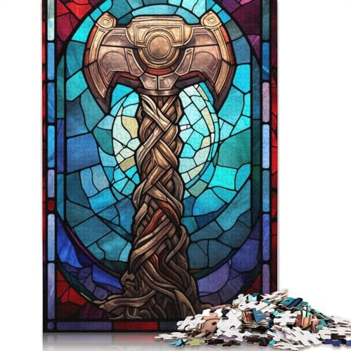 1000 Pieces Jigsaw Puzzles for Adults Mjolnir Hammer Thor Square Wooden Puzzles Unique Piece Puzzle Educational Fun Games Toys 1000pcs (75x50cm)