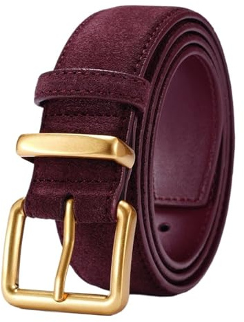Luxus Wildleder Rindsleder Gürtel for Frauen Vintage Stil Gold Schnalle for Kleider & Jeans