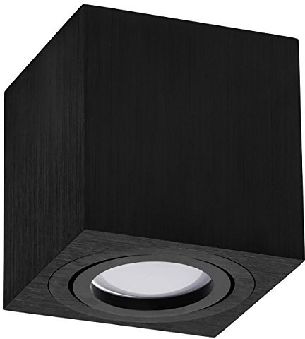 LED Aufbauspot, LED Deckenaufbauleuchte, Aluminium Deckenleuchte Schwarz Quadratisch 82mm x 84mm CUBE (SCHWARZ)