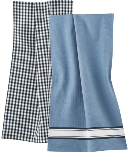 Living Crafts - Delhi | Geschirrtücher, 2er-Pack, Set 100% Baumwoll-Geschirrtücher | Saugfähige und langlebige Küchentücher, Geschirrhandtuch (Indigo Blue)