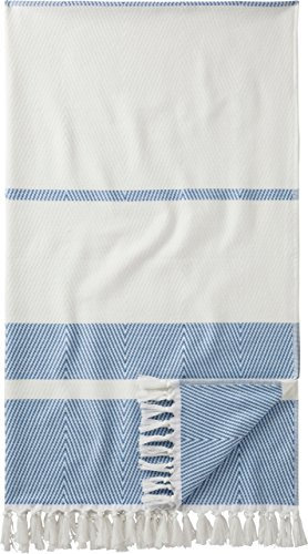 Egeria Saunatuch Pestemal l Weiß Blau l Wellness-Handtuch 100x180cm l Hamam