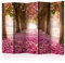 decomonkey Paravent Raumteiler Innen Wald Blumen Rosa 225x172 cm 5 Teilig Einseitig Room Divider Wall Raumteiler Stehend Trennwand Sichtschutz Spanische Wand Sichtschutzwand Wohnzimmer Holz