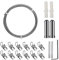 Milopon Seilspanngarnitur Edelstahl 20 Stuck Gardinen Seilsystem, Stahlseil Befestigung Set, Stahlseil Vorhang Gardinenseil 3m/ Schraube/ 12 Clips