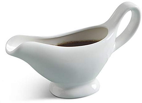 DAYOLY Porcelain Traditional Mini Sauce Boat Condiment Bowl, White Gravy Boat | Sauce Boat Container for Juice Sauce Roasting Sauce (M)