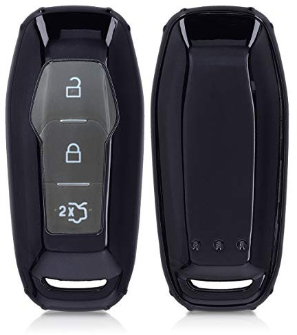 kwmobile Autoschlüssel Hülle kompatibel mit Ford 3-Tasten MyKey Autoschlüssel (Key Free) - TPU Schutzhülle Schlüsselhülle Cover in Hochglanz Schwarz