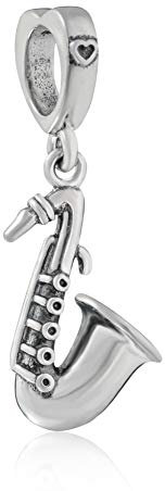 Charm-Anhänger mit Saxophon-Motiv aus 925er Sterlingsilber, für Pandora-Stil