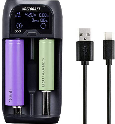 VOLTCRAFT CC-3 Rundzellen-Ladegerät NiMH, NiCd, LiIon, LiFePO Mini (AAAA), Micro (AAA), Mignon (AA), Baby (C), Sub-C, A