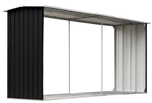 vidaXL Abri de Stockage à Bois Abri de Chauffage de Bois Abri de Jardin Rangement Extérieur Durable Acier Galvanisé 330x92x153 cm Anthracite