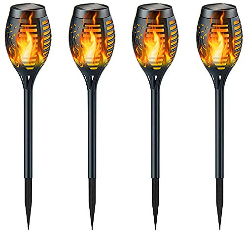 Solar Torch Light with Flickering Flame, StillCool Outdoor Solar Flame Effect Lantern, Garden Spotlights Landscape Decoration Stick Light for Patio Driveway Pathway(4 Pack)