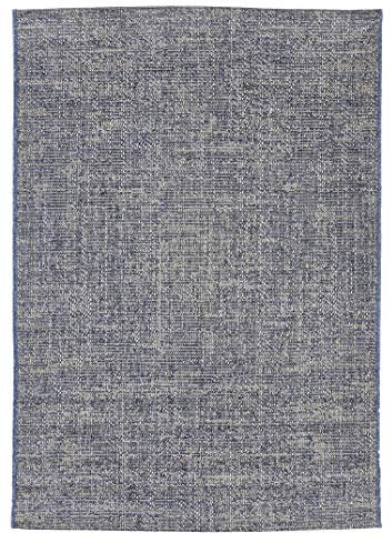 andiamo In- & Outdoor Teppich wetterfest und wasserdurchlässig Flachgewebe Kurzfloor 160 x 230 cm Blau-beige