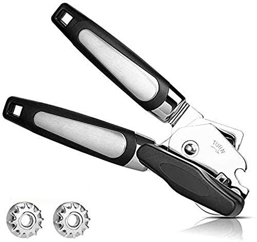 Manual Can Opener,THXMADAM 3-in-1 Professional Heavy Duty Can Opener, Stainless Steel Sharp Blade Bottle Opener with Non-Slip Handle and Ergonomic Turning Knob for Elderly with Arthritis