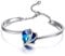 AOBOCO Herz Armband Sterling Silber Damen Herz Armreif mit Blau Kristallen, Geburtstag Jahrestag Hochzeitstag Geschenke für Sie Mutter Frauen Freundin