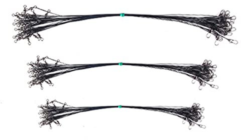 LATRAT 72 Pezzi Linea di Pesca Pesca Carnassieri, Filo di Pesca in Acciaio Inox Linea Bassa con Snap e Spiniglione Prevenire la Linea Morso Pesce 15/20/25cm, Nero