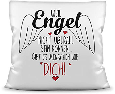 PR Print Royal Kissen mit Füllung - Weil Engel Nicht überall Sein können, gibt es Menschen wie Dich! - Geschenkidee Geburtstag, Hochzeitstag, Familie - Kissen Polyester Weiß, 40x40 cm