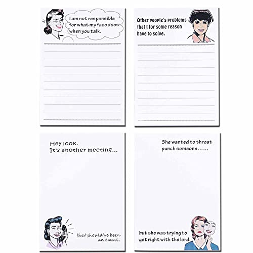 DUGUTUL 4 lustige Notizblöcke, 10 x 14 cm, 200 Blatt, Geschenk für Kollegen, lustige Notizblöcke für Büro, Frauen, Büro, Notizblock, perfektes Geschenk für Chef, Kollegen, Freunde oder Familie (A)