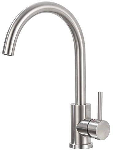 ONECE Hochdruck Wasserhahn Küche Spültischarmatur aus Edelstahl gebürstet, Küchenarmatur mit 360° drehbar Auslauf, Einhebelmischer Armatur Mischbatterie für Küche, Matt