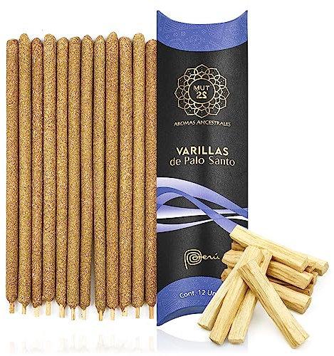 MUT22 12 Stück Palo Santo Räucherstäbchen, Handgefertigt in Peru, Extra Lange Brenndauer