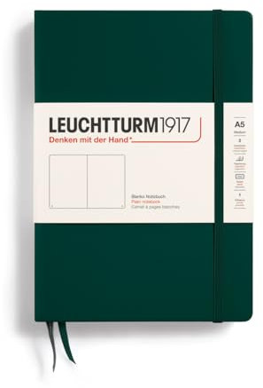 LEUCHTTURM1917 367254 Notizbuch Medium (A5), Hardcover, 251 nummerierte Seiten, Forest Green, blanko