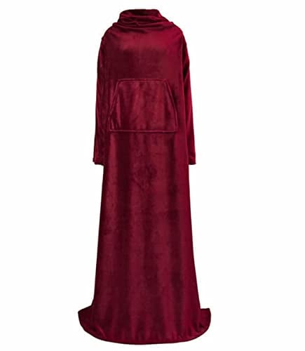 Tragbare Decke mit Ärmeln und Tasche, Kuscheldecke Weiche Gemütliche Fleece-TV-Decken, für Erwachsene Frauen und Männer, Plüsch-Fleece-Bademantel, für Lounge-Stuhl, Couch,#1,150x180cm