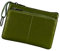 Porte-monnaie en cuir véritable avec triple fermeture éclair et porte-clés, vert militaire, Pochette à monnaie