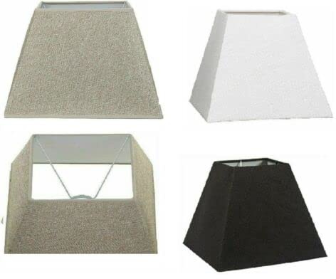 Pyramid Square Cotton Linen Dual Purpose Table Lamp & Ceiling Pendant Light Shade (14 Inch, Grey)
