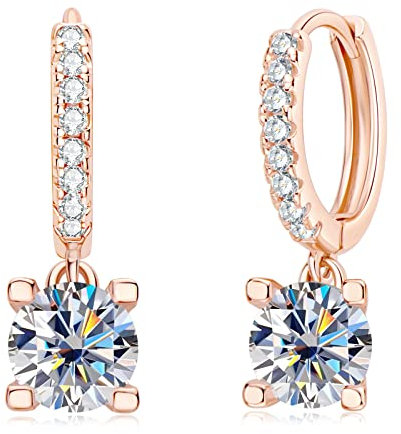 AINUOSHI 925 Sterling Silber Rundschliff Zirkonia Tropfen Ohrringe Hypoallergen Schmuck Für Frauen Freundin Muttertag Valentinstag Geburtstag