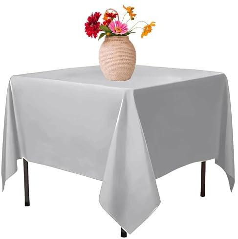 Elegant Event Essentials-Polyester Square Table Plain Cloth/Cover – For Home Décor Wedding Parties Dining Table Cafe Restaurant & Banquet- Stain & Wrinkle-Free-Washable 35 x 35 Inch Grey