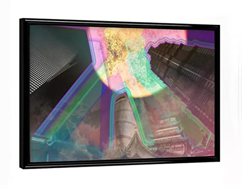 artboxONE Poster mit schwarzem Rahmen 18x13 cm Abstrakt The Sky is not The Limit - Bild Skyline bunt Digitale Collage