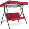 Swing Cover Set, Hanging Swing Bench, Garden Courtyard Swing with Canopy, 3-person Porch Swing Chair Bench, Red