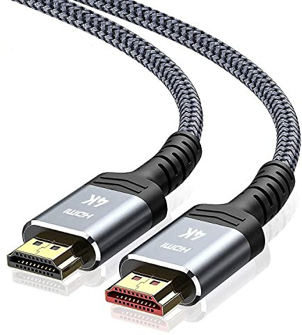 SNOWKIDS 4K HDMI Kabel 7.5Meter, HDMI-Kabel 4K@60Hz Nylon Geflecht Vergoldete Anschlüsse mit Ethernet/Audio Rückkanal, Kompatibel mit HDTV/Laptop/Blu-ray/Soundbar/Monitor/PS-5/X-box