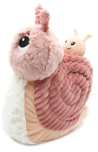 LES DÉGLINGOS - PTITPOTOS - Speedou l’Escargot Maman bébé – Peluche Toute Douce – Idéal Cadeau Naissance - Rose – 22 cm