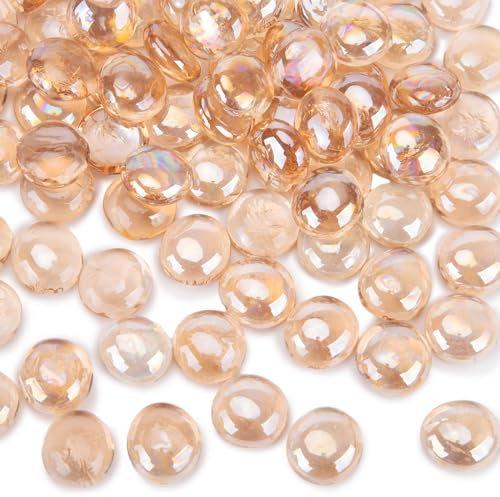 FUTUREPLUSX Flache Glasmurmeln, 2,3 kg, Korallenrosa, flache Glas-Kieselsteine, Murmeln für Vasen, Aquarien, Vasenfüller, Glassteine für Tischstreuungen, Aquarien, DIY Handwerk