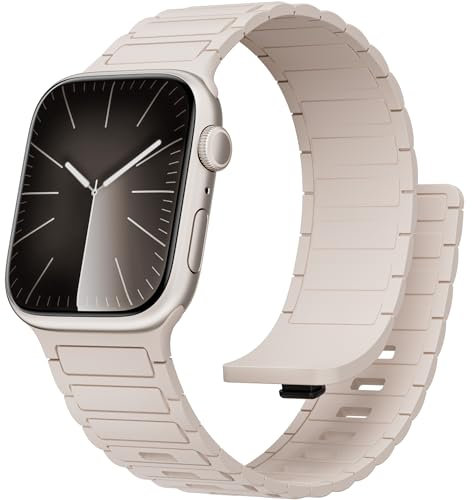 LEIXIUER Correa Silicona Magnética Compatible para Apple Watch 42mm 46mm 45mm 44mm 41mm 40mm 38mm,Correas de Silicona con Hebilla Magnética para iWatch Ultra/2 Series SE 10 9 8 7 6 5 4 3