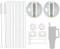 Bnoname Stanley Becherzubehör-Set, 1,2 l, inklusive 2 Ersatzdeckel, passend für Stanley Trinkbecher, H2.0 Silikon-Auslaufschutz, 3er-Set und 6 lange wiederverwendbare Trinkhalme (grau), Grey16p