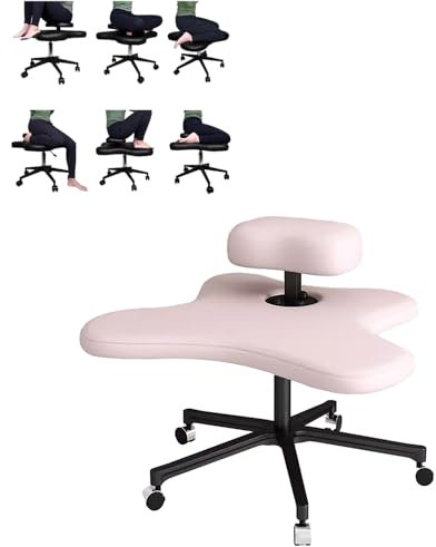 ENHEN Kniestuhl Ergonomischer Amtstuhl Knien Gekniet, Beinig, Meditationsstuhl für Einstellbare Höhenmeditation mit Rädern, Büro-/ Heim -Kriss -Schreibtischstuhl zum Sitzen (Color : Pink)