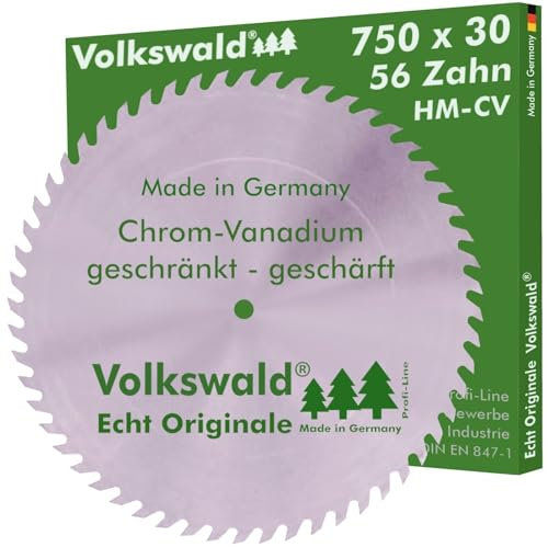 Volkswald ® Sägeblatt CV 750 x 30 mm Z= 56 geschränkt fertig geschärft Tischkreissägen Wippkreissägen und Formatkreissägen Brennholz CV Chrom - Vanadium, CS Chrom - Stahl KV