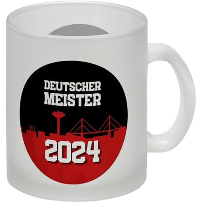 Leverkusen Glas Tasse mit Spruch Deutscher Meister 2024 Ideal für Leverkusen-Fan Fußball Meisterschale Top Liga NRW Rhein Meisterschaft