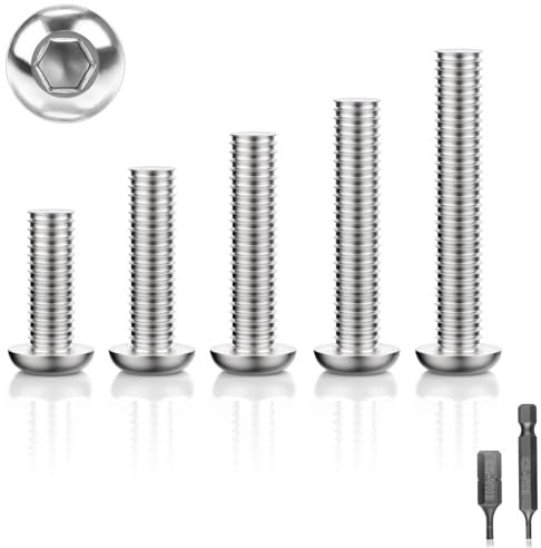 70 Stück Schrauben M5x12 Linsenkopfschrauben Edelstahlschrauben Flachkopfschrauben Rundkopfschrauben Sechskantschrauben Gewindeschrauben Senkkopfschrauben mit 2 Pcs H2.5 Innensechskant-Bits(Silber)
