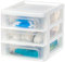Iris Ohyama, Kunststoff-Aufbewahrungsturm, 3 kleine Schubladen, Weiß, Leicht zu öffnen, B6-Format, Möbel, Organizer, für Büro, Schulbedarf, Schreibwaren, BPA-frei, CDD-XS3