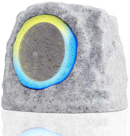 Rock Speaker Outdoor Waterproof Solar & USB Charging with RGB Colors Bluetooth 5.0 Solar Bluetooth Speaker Outdoor (1 Pack)