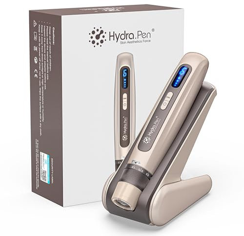Microneedling Pen - Dr.pen Microneedling - Hydra.pen H5 Professional EMS Microneedle Pen with 2 Replacement Cartridges, 6 Speed Levels and 0-1mm Depth Adjustable (Gold)