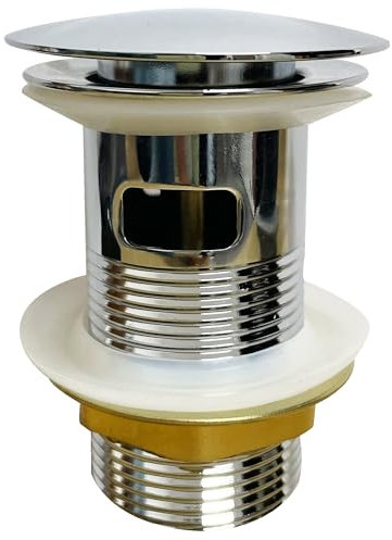 BELZ Scarico per lavabo con troppopieno, scarico per lavabo con intaglio Click Clack, scarico per lavabo pop-up, colore oro (Argento)