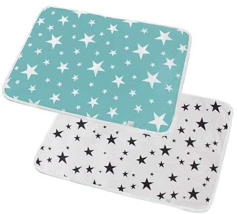 2 Stück Baby Wickelunterlage, Waschbar Säugling Wickelunterlage für Babys und Kleinkinder, Wasserdicht Atmungsaktiv Wiederverwendbare Wickelauflagen Changing Mat,50x70cm (Stern, 50x70cm)