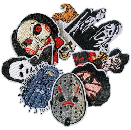 JEFUZH Horror Iron on Patches, Halloween Iron on Patches for Clothes, Hats, Jeans, Skirts, T-Shirts, Backpacks, Etc(Movie)