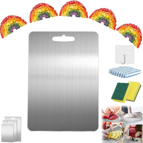 Yamato Vtyne - Tagliere in titanio di alta qualità, facile da pulire, tagliere per carne, frutta e verdura (S, 34 x 23 cm)