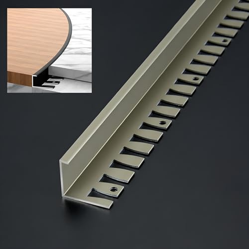 Raouoae Biegbar Abschlussprofil Für Treppen 135cm 2 Stück Eloxiertem Aluminium C-Form Profil Übergangsprofil Abschlussprofil Sicherheit Und Stil Vereint(Sekt,Hoch: 5.5mm)